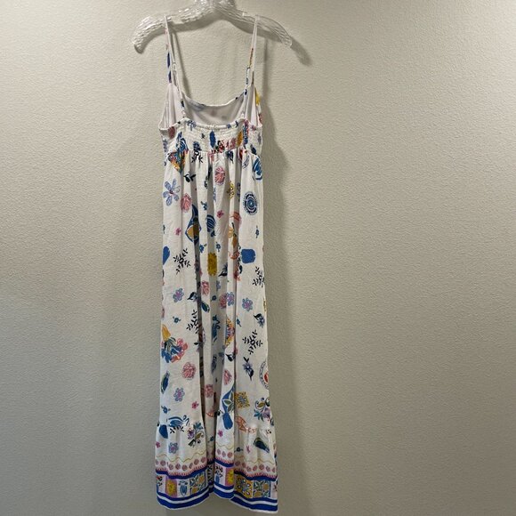 ANTHROPOLOGIE +Label of Love "Portofino" Maxi Sundress Floral White/Blue Women M - Picture 4 of 13